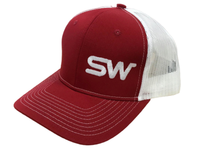 Red/White Mesh w/White Logo Snapback